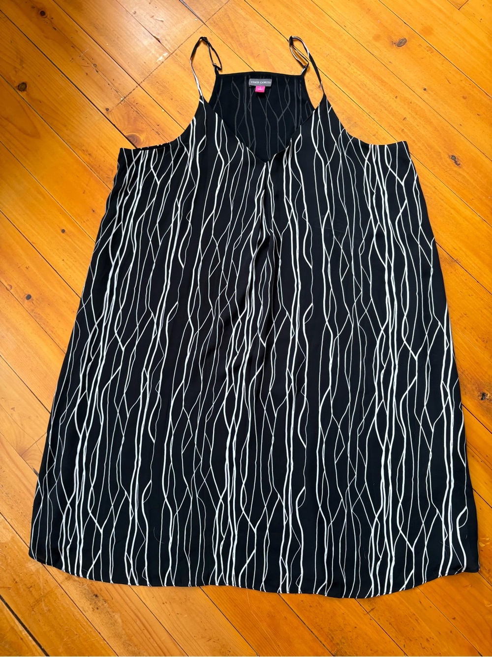 Vince Camuto Black & White Strappy Printed Cami Dress